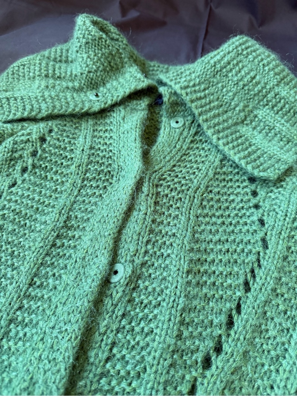 Piazza Sempione Emerald Green Wool Mohair Blend Long Sleeve Cardigan Sz Medium